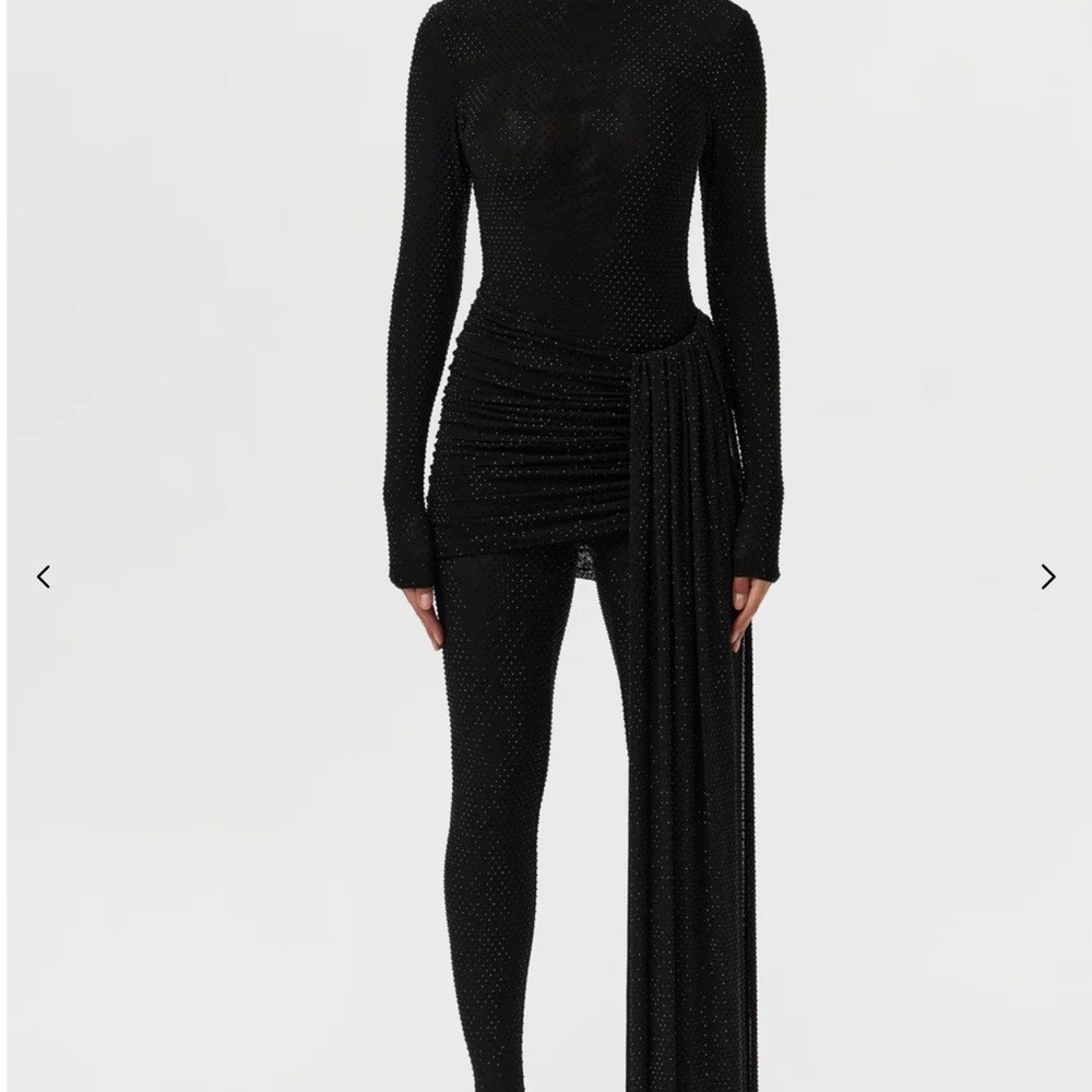 Naked Wardrobe Black Jumpsuit with Rhinestone Detail